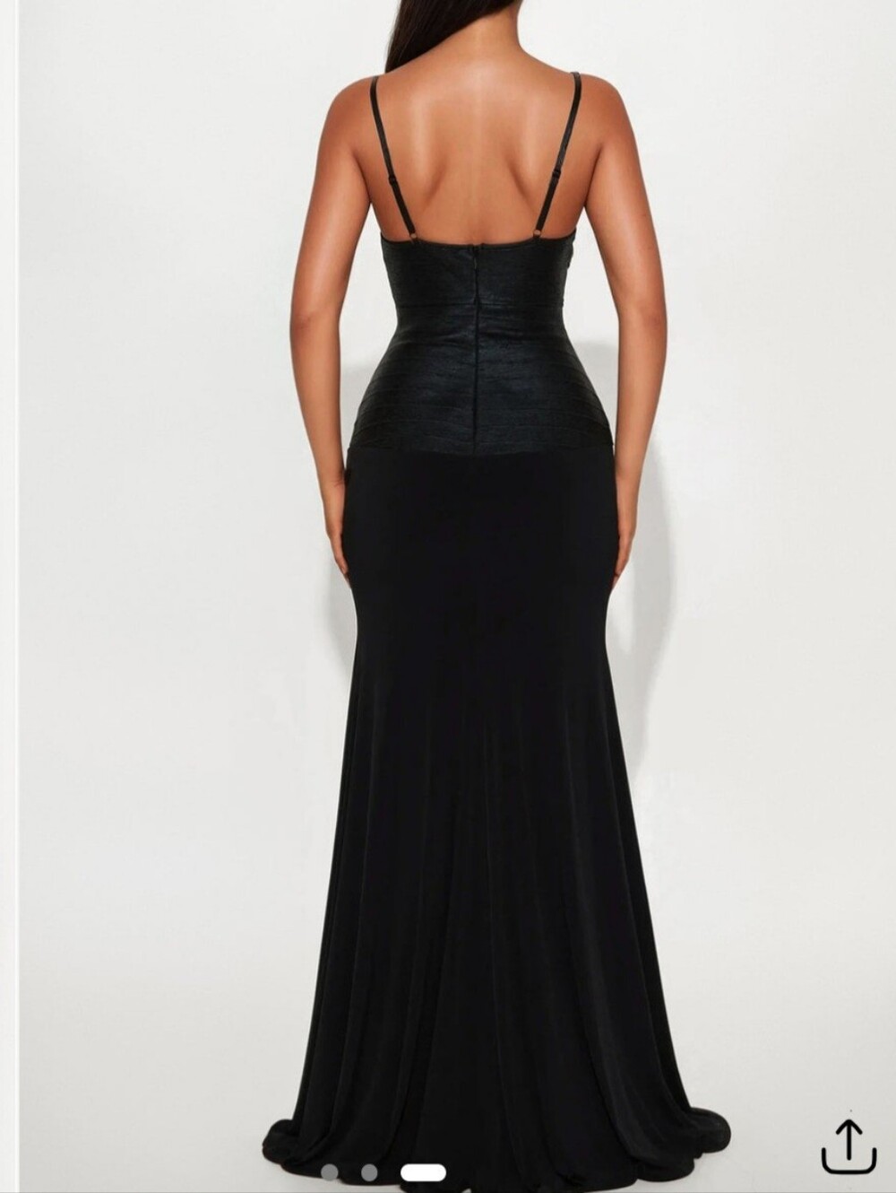 Elegant Black Spaghetti-Strap Evening Gown